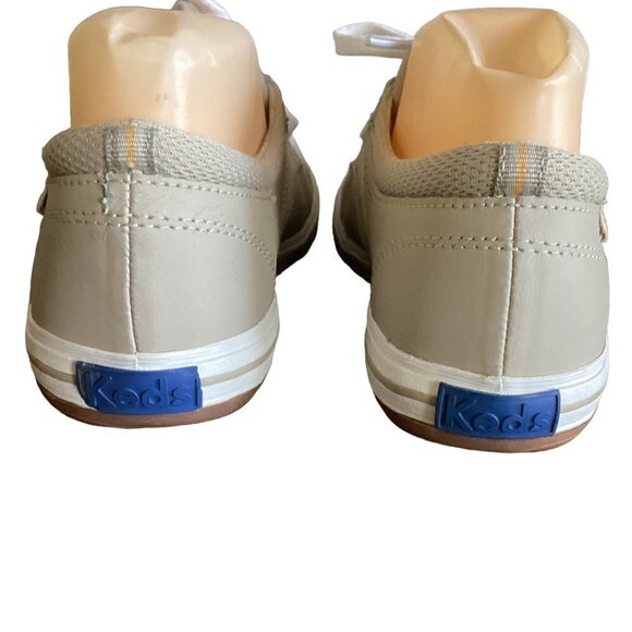 Keds Leather Lace-Up Oxford Sneaker Contrast Stripe 7.5 Stone/Taupe Beige 144T - Picture 7 of 9